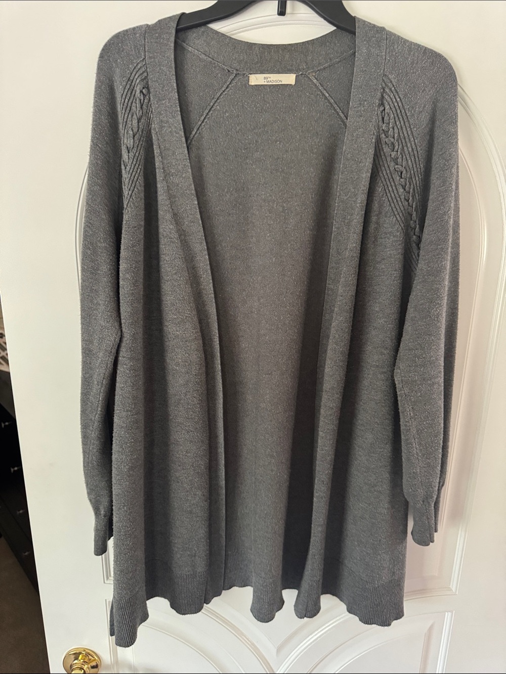 Madison Open-Front Cardigan in Gray